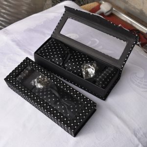 Black Office Tie Set with Cufflinks & Pocket Square