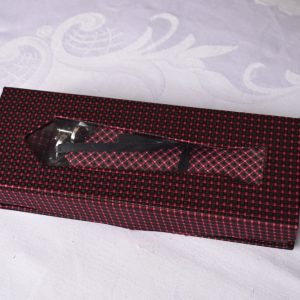 Maroon Office Tie Set with Cufflinks & Pocket Square