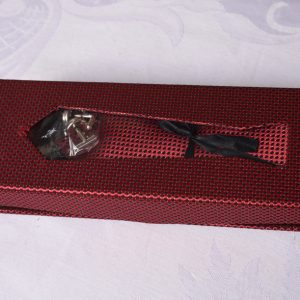 Maroon Office Tie Set with Cufflinks & Pocket Square