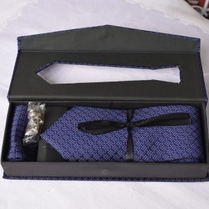 Blue Office Tie Set with Cufflinks & Pocket Square