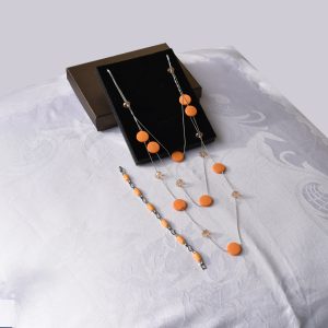 Orange Two Set Necklace with matching Orange Bracelet