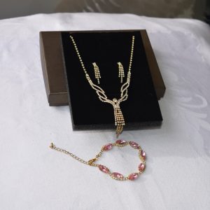 Gold Jewelry Set with Matching Earrings with Matching Bracelet